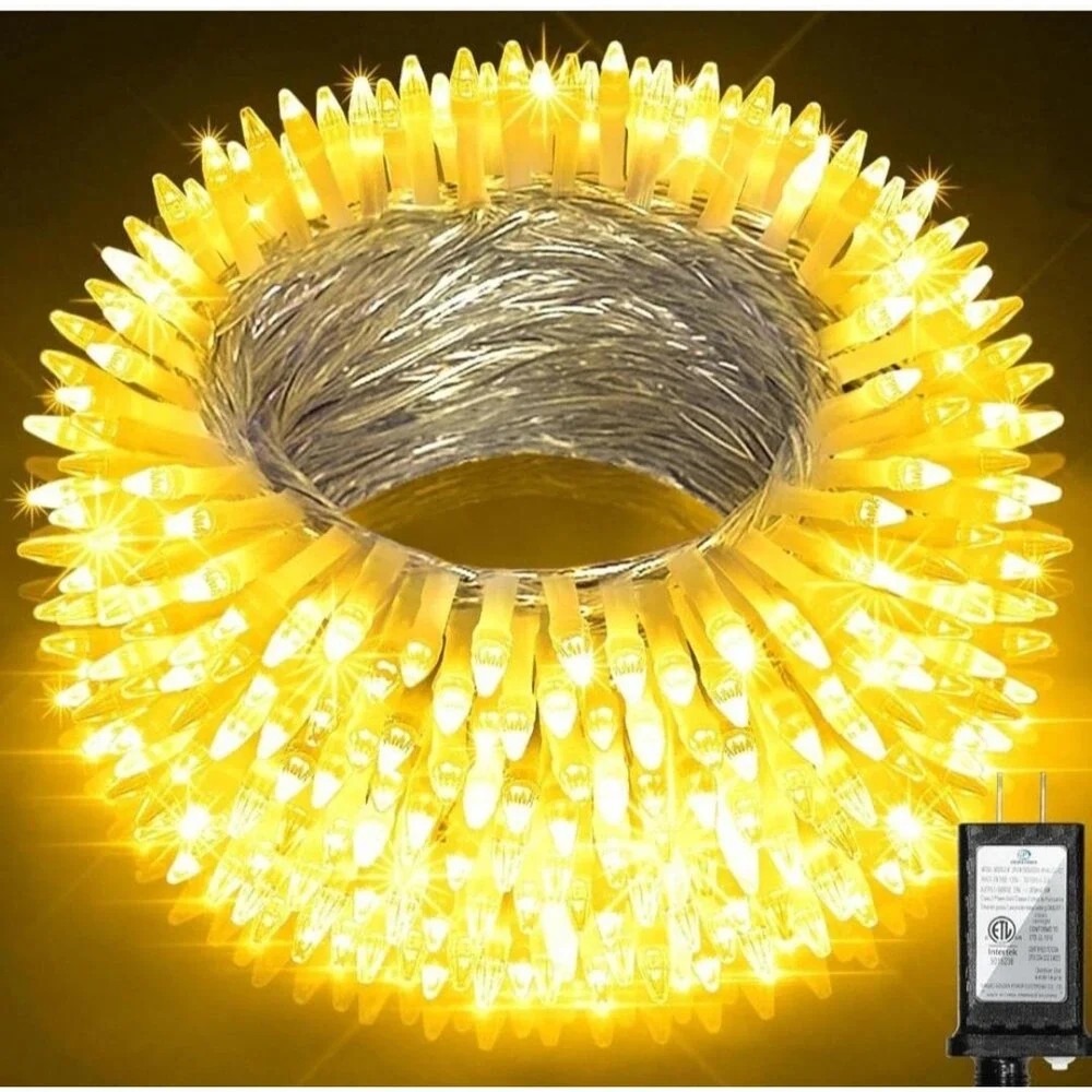 Golden Power 300 LED 108FT Christmas Holiday Lights Warm White Outdoor Use Timer